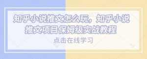 知乎小说推文怎么玩,知乎小说推文项目保姆级实战教程-知乎者也