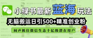 小绿书无脑搬运引流,全自动日引500精准创业粉,微信生态内又一个闷声发财的机会-知乎者也