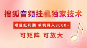 首发搜狐音频挂JI,项目红利期,可矩阵可放大,稳定月入5k【揭秘】-知乎者也