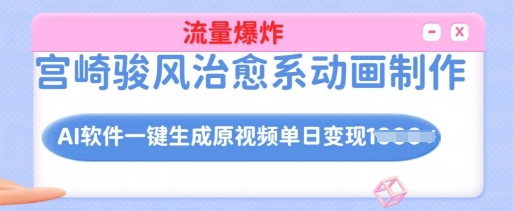 宫崎骏风治愈系动画制作,AI软件一键生成原创视频流量爆炸,单日变现多张,详细实操流程-知乎者也