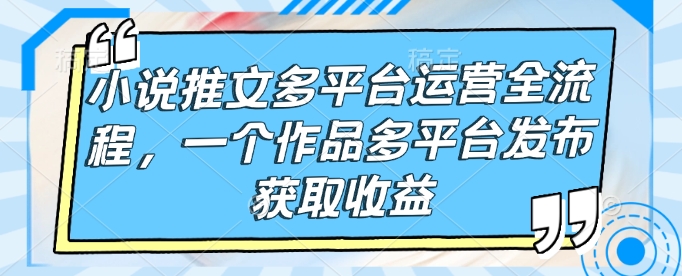 小说推文多平台运营全流程,一个作品多平台发布获取收益-知乎者也
