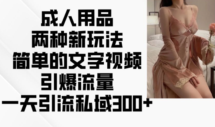 成人用品两种新玩法,简单的文字视频引爆流量,一天引流私域300+-知乎者也