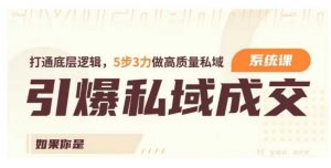 引爆私域成交力系统课,打通底层逻辑,5步3力做高质量私域-知乎者也