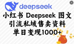 小红书Deepseek图文引流私域售卖资料,单日变现多张-知乎者也