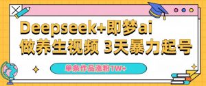 小白用DeepSeek+即梦做ai养生视频,一条作品涨粉5万+,单日收益多张-知乎者也