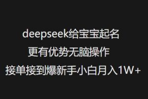 deepseek给宝宝起名更有优势无脑操作接单接到爆新手小白月入1W+-知乎者也