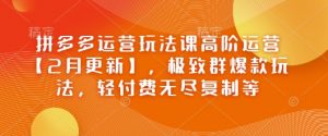 拼多多运营玩法课高阶运营【2月更新】,极致群爆款玩法,轻付费无尽复制等-知乎者也
