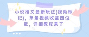 小说推文最新玩法(视频标记)，单条视频收益四位数，详细教程来了-知乎者也