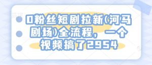0粉丝短剧拉新(河马剧场)全流程,一个视频搞了2954-知乎者也