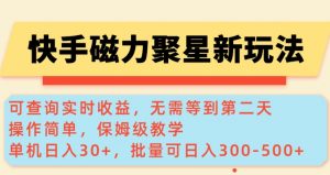 快手磁力新玩法,可查询实时收益,单机30+,批量可日入3到5张【揭秘】-知乎者也