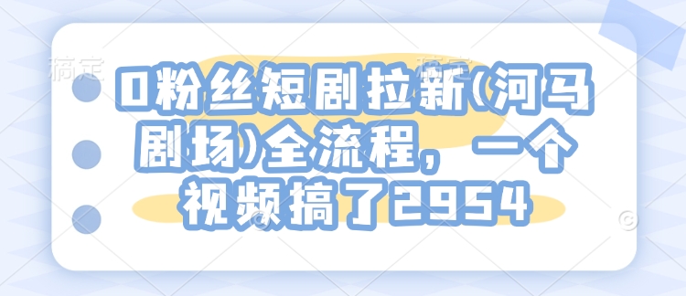 0粉丝短剧拉新(河马剧场)全流程,一个视频搞了2954-知乎者也