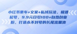 小红书豪车+文案+私域玩法,极速起号,9.9元日引100+自热创业粉,打造永不封号的长尾流量池-知乎者也
