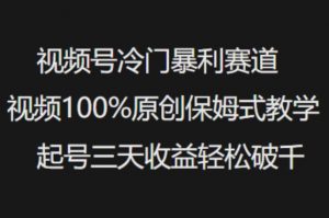 视频号冷门暴利赛道视频100%原创保姆式教学起号三天收益轻松破千-知乎者也