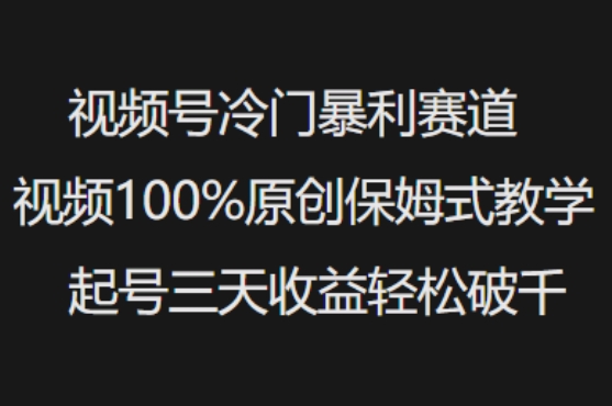 视频号冷门暴利赛道视频100%原创保姆式教学起号三天收益轻松破千-知乎者也
