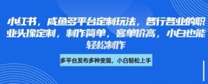 小红书咸鱼多平台定制玩法,各行各业的职业头像定制,制作简单,客单价高,小白也能轻松制作-知乎者也