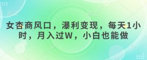 女杏商风口,瀑利变现,每天1小时,月入过W,小白也能做-知乎者也