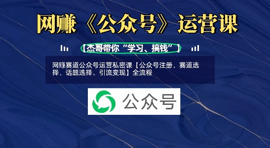 网创赛道公众号运营私密课【公众号注册、赛道选择、话题选择、引流变现】全流程-知乎者也