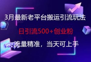 3月最新老平台搬运引流玩法,日引流500+创业粉,流量精准,当天可上手-知乎者也