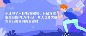 小红书个人IP陪跑课程,开启你职业生涯的PLAN-B,素人也能火成为百万博主的流量密码-知乎者也