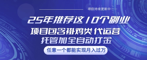 25年推荐这10个副业项目包含褂鸡类、代运营托管类、全自动打金类【揭秘】-知乎者也