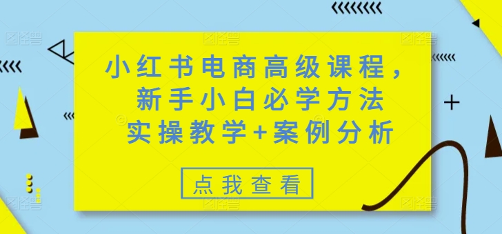 小红书电商高级课程,新手小白必学方法,实操教学+案例分析-知乎者也