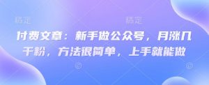 付费文章:新手做公众号,月涨几干粉,方法很简单,上手就能做-知乎者也