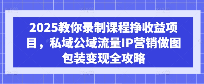 2025教你录制课程挣收益项目,私域公域流量IP营销做图包装变现全攻略-知乎者也