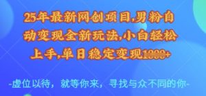 25年最新网创项目,男粉自动变现全新玩法,小白轻松上手,单日稳定变现多张【揭秘】-知乎者也