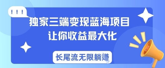 独家三端变现蓝海项目,让你收益最大化,长尾流无限躺挣-知乎者也