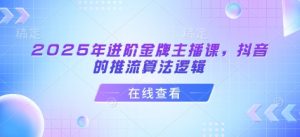 2025年进阶金牌主播课,抖音的推流算法逻辑-知乎者也