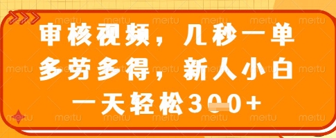 审核视频,几秒一单,多劳多得,新人小白一天轻松3张【揭秘】-知乎者也