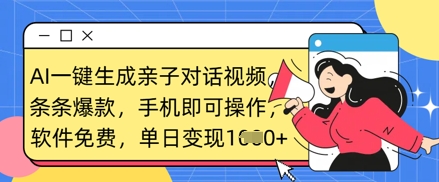 AI一键生成亲子对话视频,条条爆款,一部手机即可操作,单日变现数张-知乎者也
