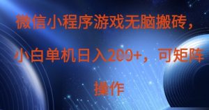 微信小程序游戏无脑搬砖,单设备日入2张+,可矩阵操作-知乎者也