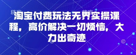 淘宝付费玩法无界实操课程,高价解决一切烦恼,大力出奇迹-知乎者也