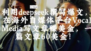 出海搞钱!利用deepseek撰写爆文,在海外自媒体平台Vocal Media写文章挣美金,一篇文章60刀-知乎者也