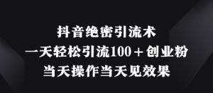 抖音绝密引流术,一天轻松引流100+创业粉,当天操作当天见效果-知乎者也