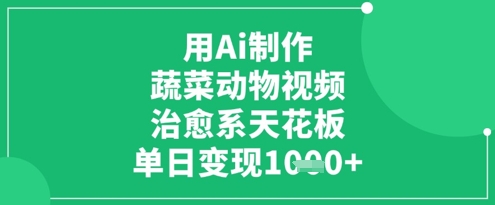 用Ai制作蔬菜动物视频,治愈系天花板,单日变现1k-知乎者也