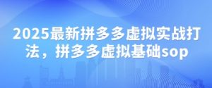 2025最新拼多多虚拟实战打法,拼多多虚拟基础sop-知乎者也