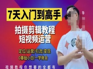 7天入门到高手,短视频剪辑运营高手课,定位 运营 引|流 变现,0基础小白一学就会-知乎者也
