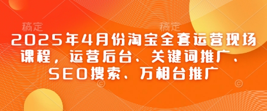 2025年4月份淘宝全套运营现场课程,运营后台、关键词推广、SEO搜索、万相台推广-知乎者也
