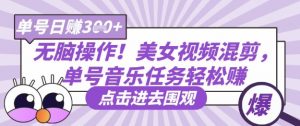 无脑操作!美女视频混剪,单号音乐任务轻松日入3张+-知乎者也