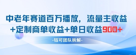 中老年赛道百万播放+流量主收益+定制收益,单日收益9张-知乎者也
