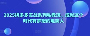 2025拼多多实战系列私教班,成就这个时代有梦想的电商人-知乎者也
