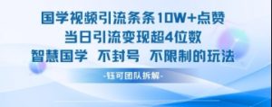 国学视频引流条条10W+点赞当日引流变现超4位数-知乎者也