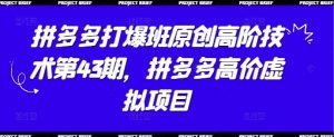 拼多多打爆班原创高阶技术第43期,拼多多高价虚拟项目-知乎者也