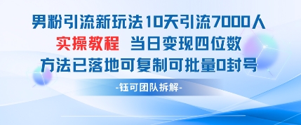 男粉引流新玩法10天引流7000人当日变现四位数可复制可批量0封号-知乎者也