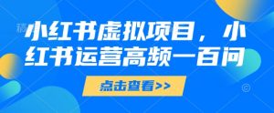 小红书虚拟项目,小红书运营高频一百问【文档】-知乎者也
