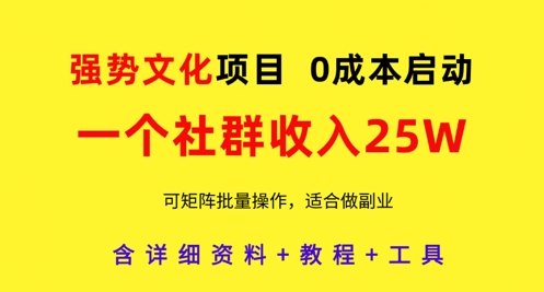 强势文化项目,一个社群收入25个W,0成本启动,可矩阵批量操作,原创详细实操教程-知乎者也