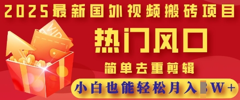 2025最新视频搬砖项目,热门风口,简单去重剪辑,小白也能轻松月入过W-知乎者也