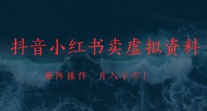 抖音小红书卖虚拟资料,市场需求一直存在,矩阵操作,月入1w+-知乎者也